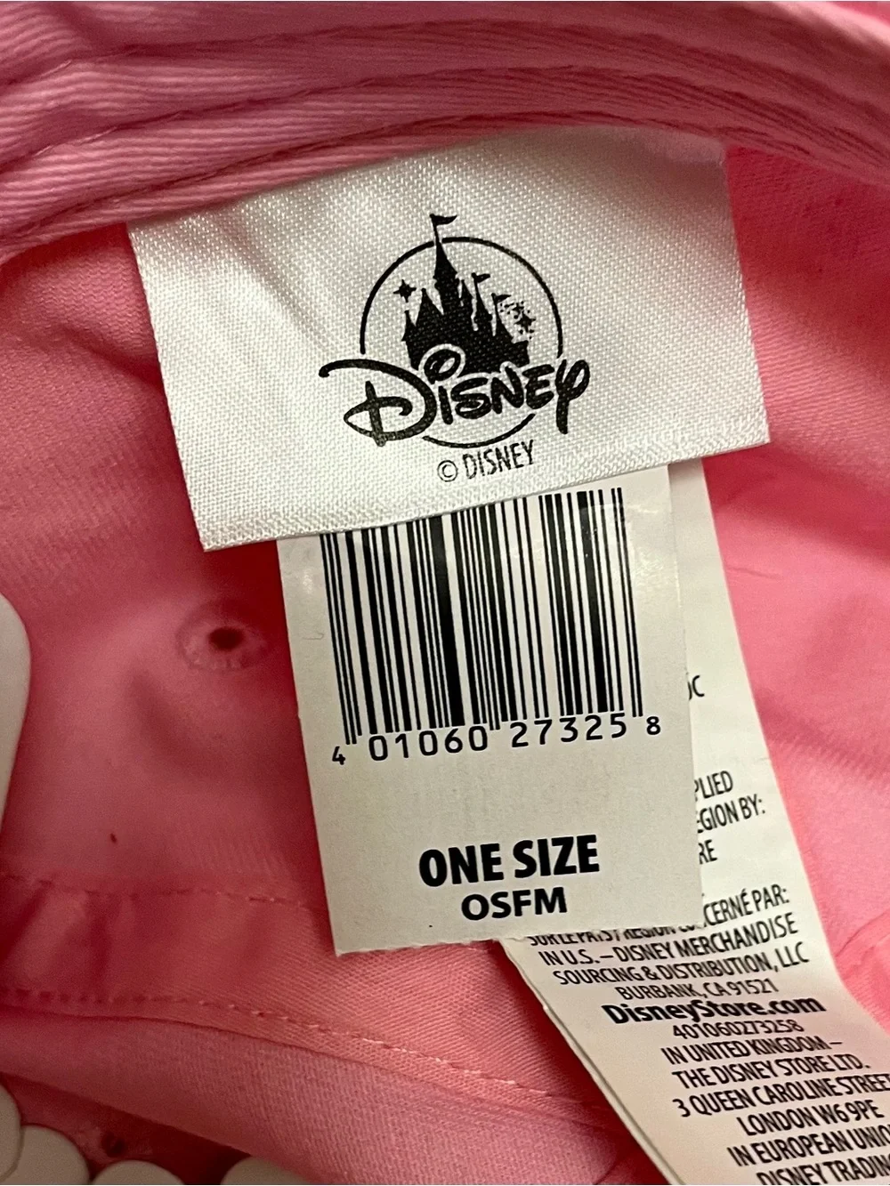 Disney Parks Sleeping Beauty Castle Hat Pink Embroidered Castle  OS New with Tag